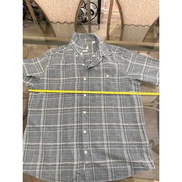 Original Weatherproof Vintage Mens Short-Sleeve Plaid Button-Up Shirt XL Blue Gr - Picture 6 of 7